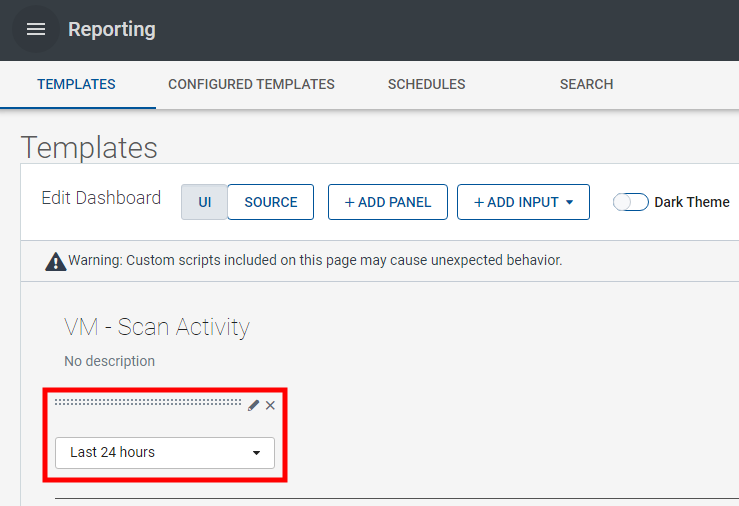 The Time Input added to the Report Template