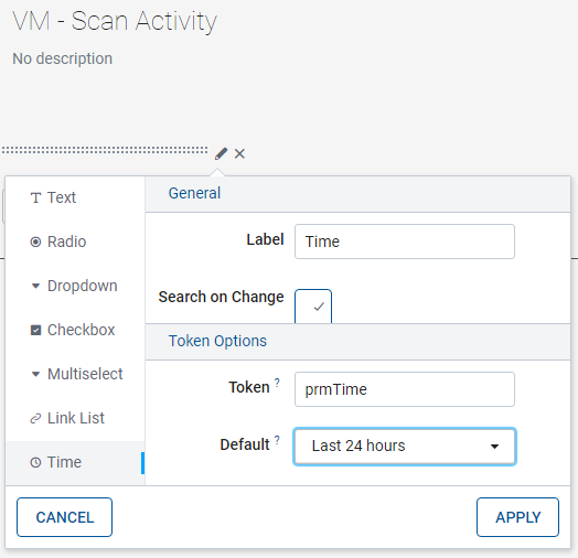 Configuration fields for the Time Input