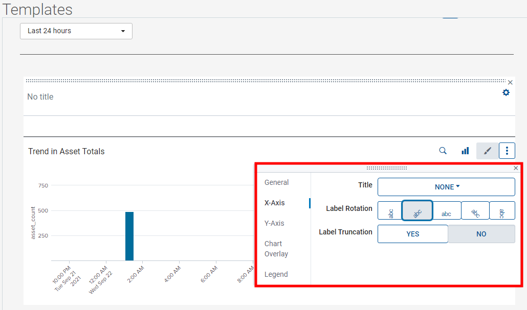 X Axis tab in the Visualization properties dialog