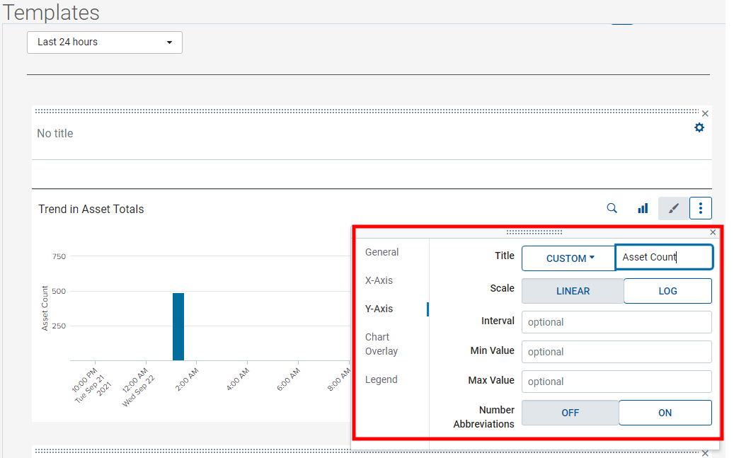 Y Axis tab in the Visualization properties dialog